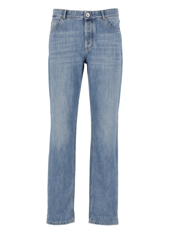 Shop Brunello Cucinelli Blue Cotton Jeans