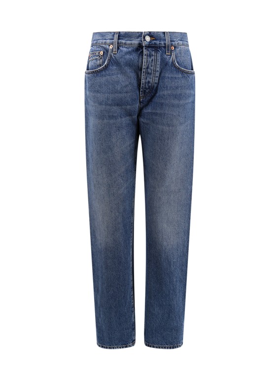 Shop Gucci Cotton Jeans With Back Logo Patch In Blue