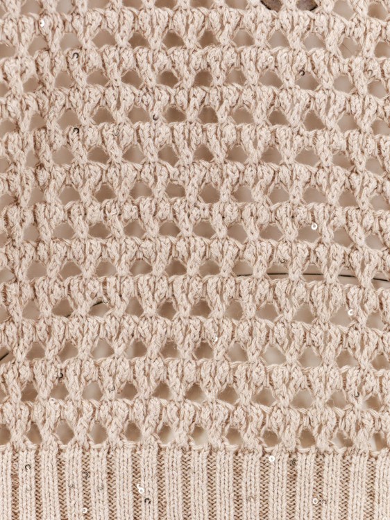 Shop Brunello Cucinelli Perforated Cotton Sweater In Neutrals
