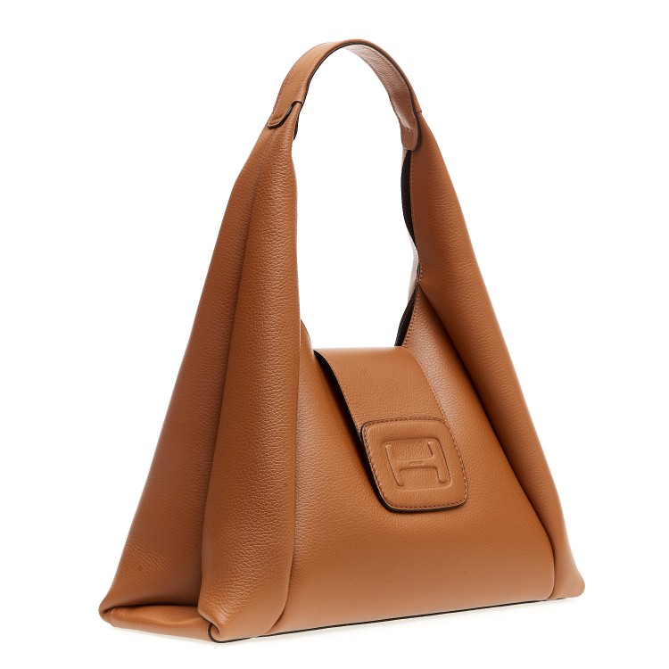 Shop Hogan H Bag Hobo Medium Leather Bag In Brown