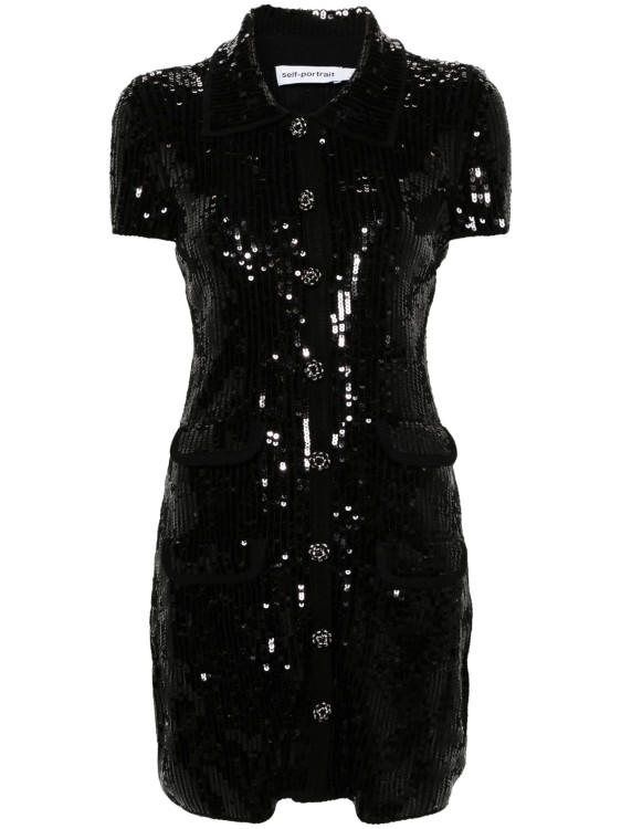 Self-portrait Black Sequins Mini Dress
