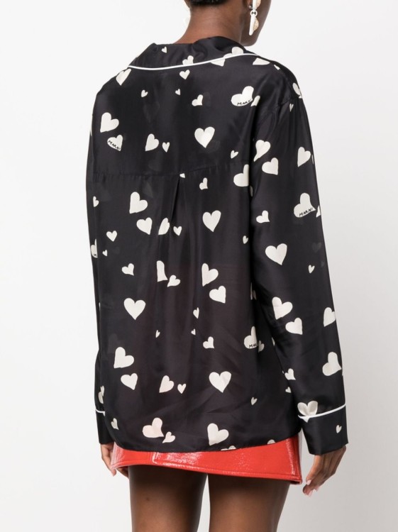 Shop Marni Heart Logo-print Silk Shirt In Black