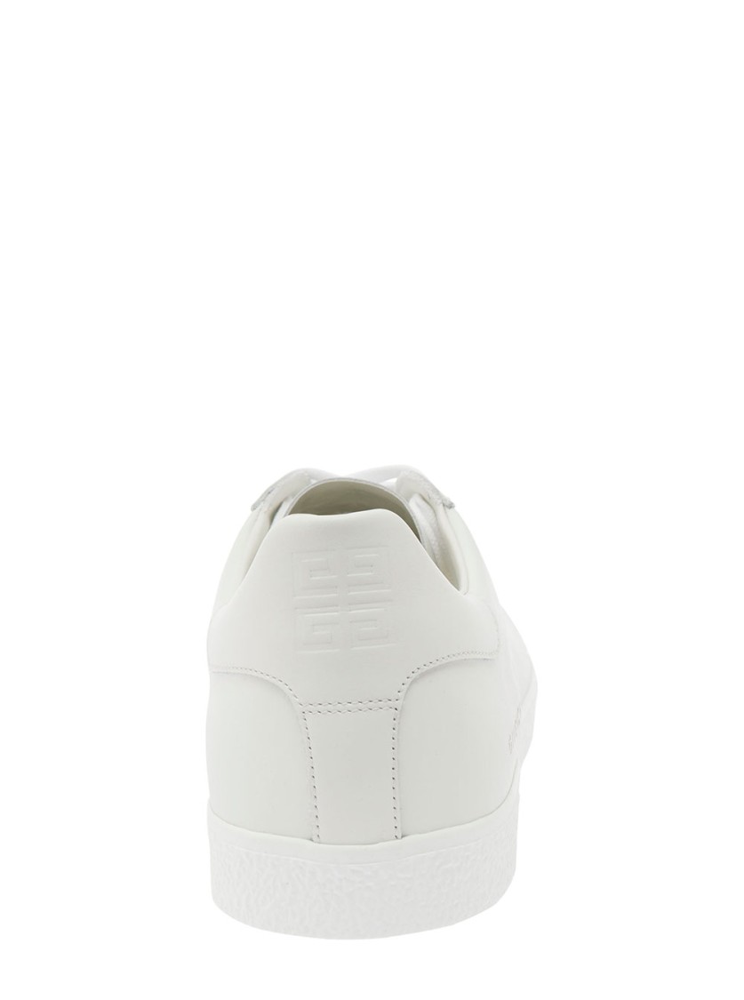 Shop Givenchy White Low Top Sneakers With Logo Lettering Detail In Leather