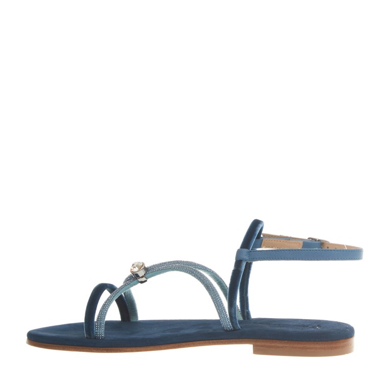 Shop Paola Fiorenza Blue Velvet Sandal With Microcrystals