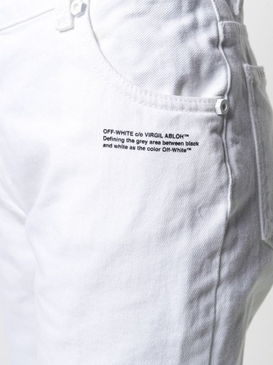 Shop Off-white Contrast Hem Mid-rise Denim Jeans In White