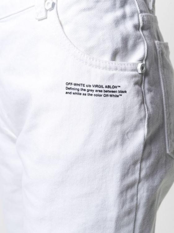 Off-white Contrast Hem Mid-rise Denim Jeans In White