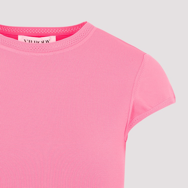 Shop Victoria Beckham Pink Cap Sleeve Fitted Mini Dress