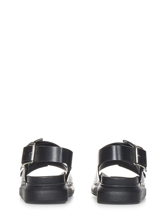 Shop Alexander Mcqueen Double-strap Black Calf Leather Sandals