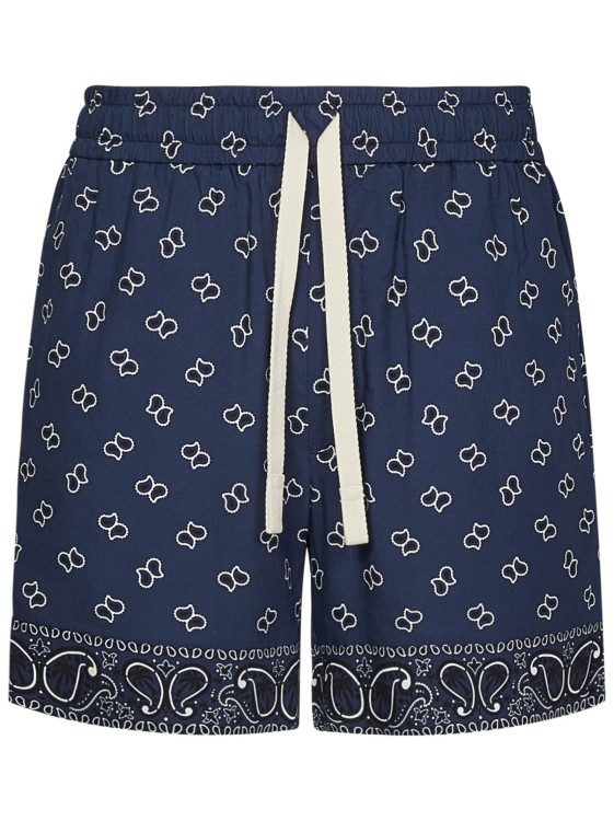 Shop Palm Angels Navy Blue Paisley Pattern Shorts In Green