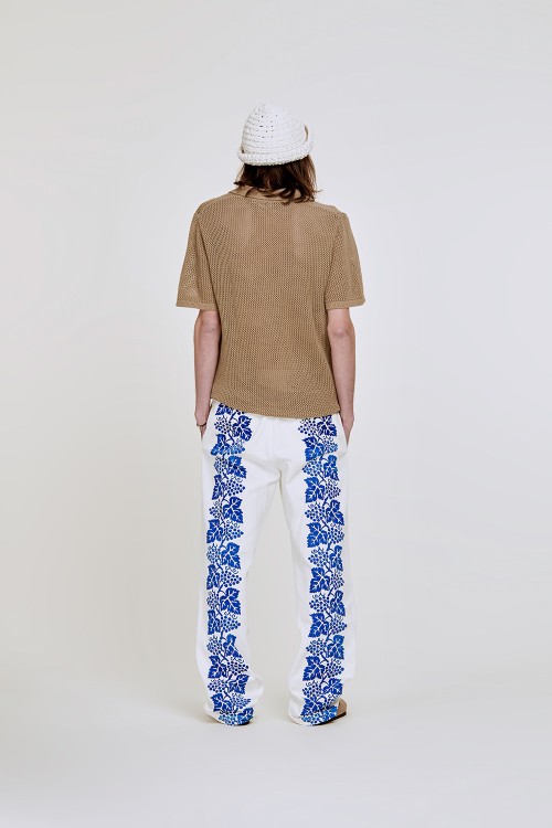 Shop Federico Cina Il Savio Trousers. Print: Il Vigneto In Blue