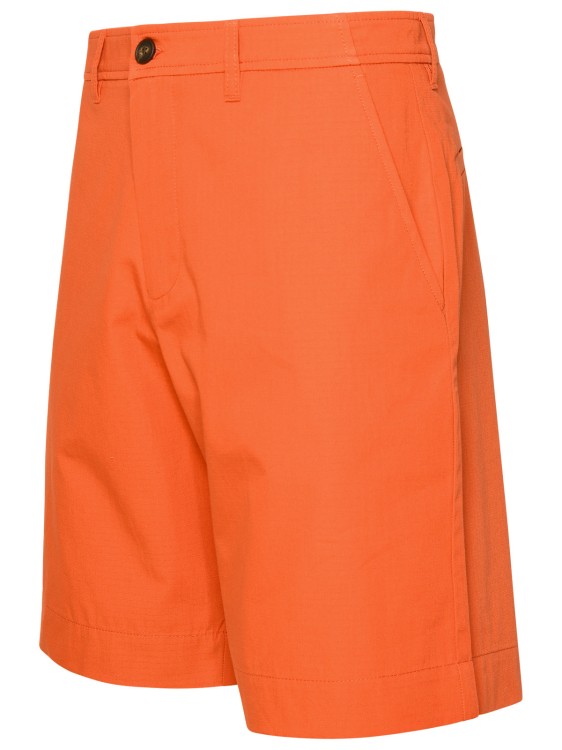 Shop Maison Kitsuné 'board' Orange Cotton Bermuda Shorts In Red