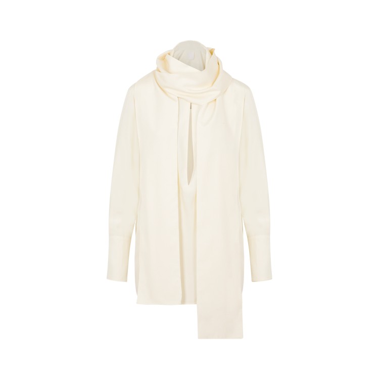 Shop Givenchy White Cream Silk Foulard Blouse In Neutrals