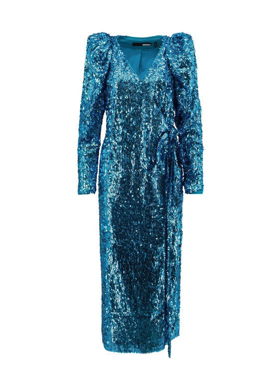 Shop Rotate Birger Christensen Dress With All-over Sequins In Blue