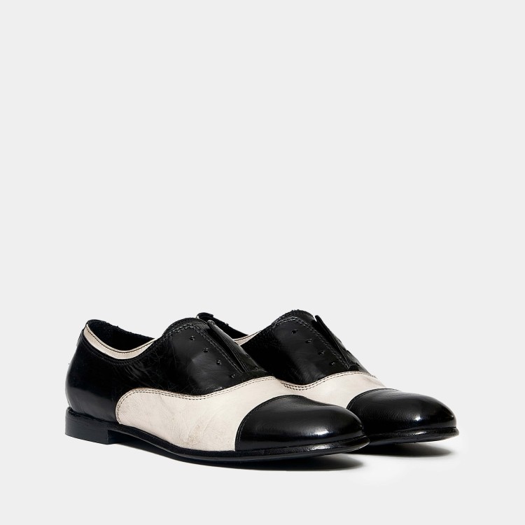 Shop Hundred 100 Black And Ecru Leather Oxford Shoes