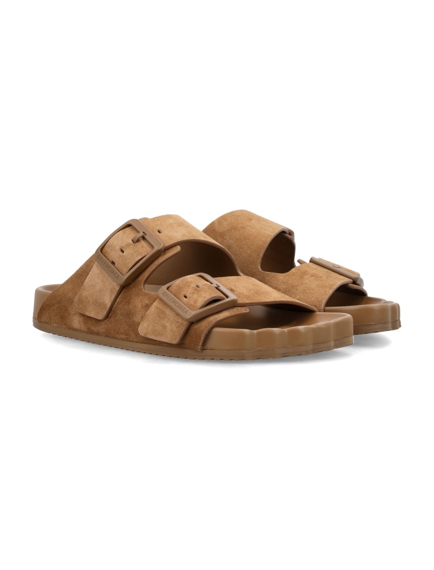 Balenciaga Sunday Suede Sandals In Brown