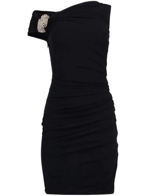 Shop Alexander Mcqueen Mini Crystal Kont Mini Dress In Black