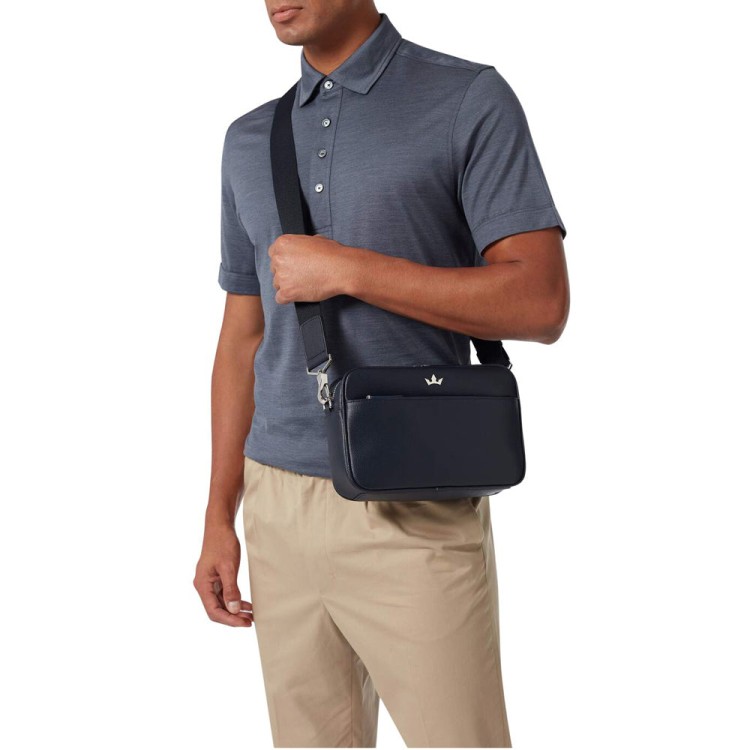 Roderer Award 5-in-1 Messenger Bag - Italian Leather Navy Blue In Blue