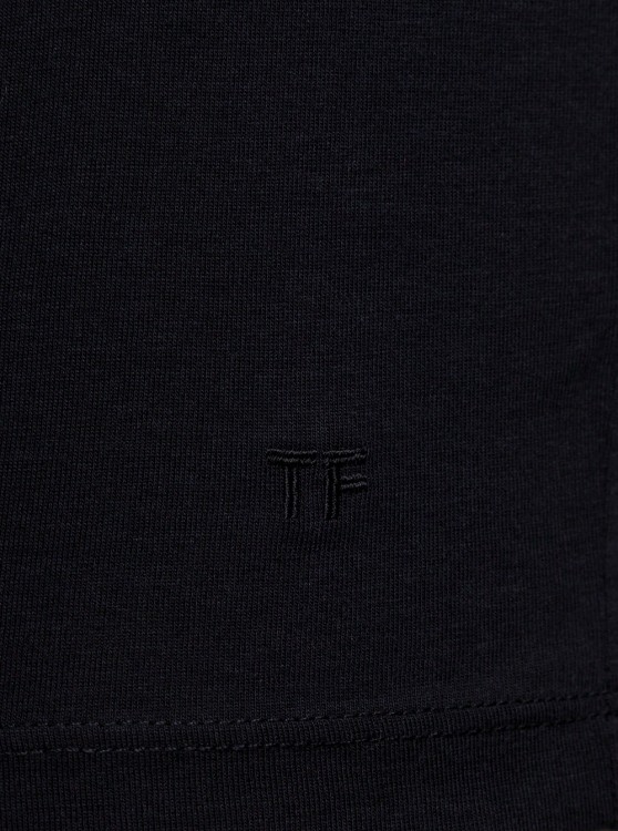 Shop Tom Ford Black Long Sleeve Top With Logo Embroidery In Cotton Blend