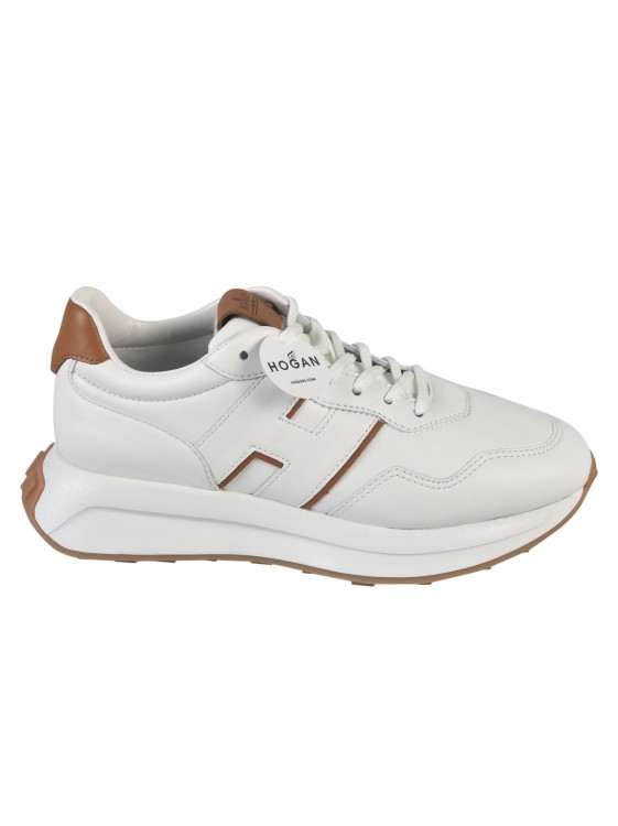 Shop Hogan White Calf Leather Sneakers With Logo Patch