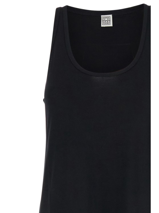 Shop Totême Long Black Dress With Scoop Neck In Jersey