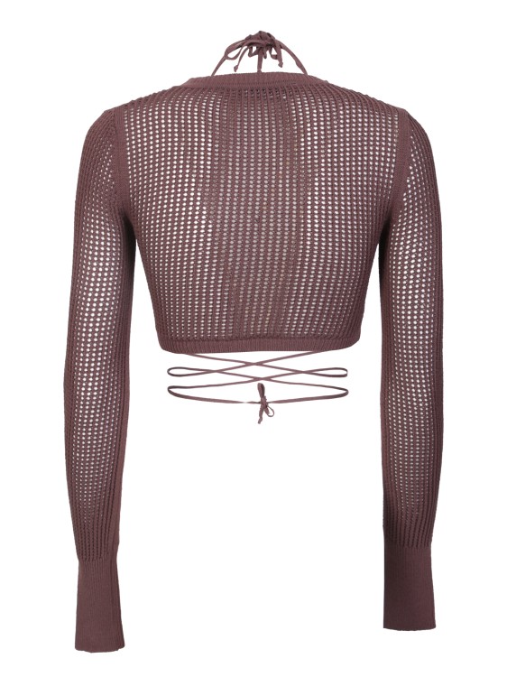 Shop Andreädamo Brown Crop-top With Cut-out Details