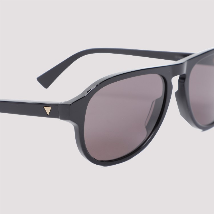 Shop Bottega Veneta Black Grey Acetate Sunglasses