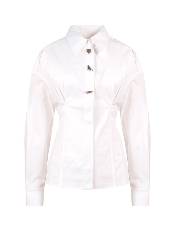 Krizia Cotton Shirt With Iconic Frontal Patches In White