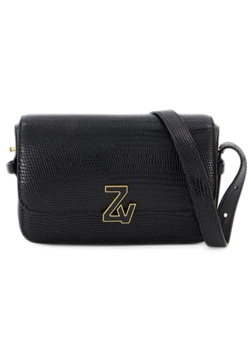 Zadig & Voltaire Zv Le Mini Hobo Bag - Black - Croc Embossed Leather In Black