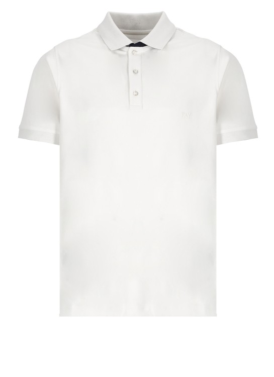 Fay Logoed Polo In White