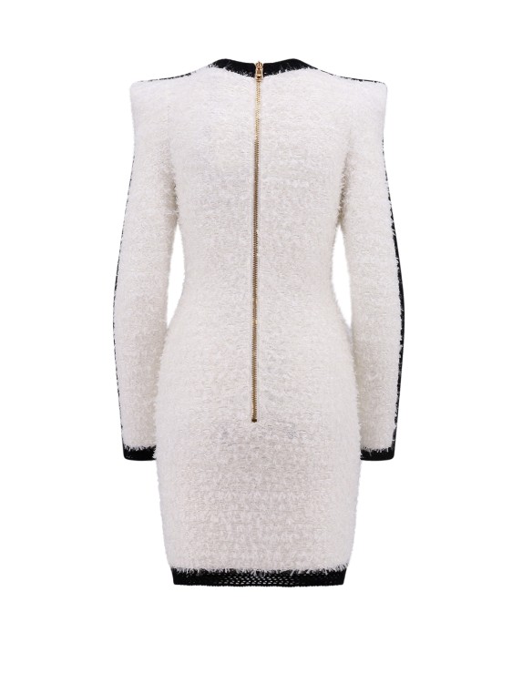 Shop Balmain Dress With Gold Metal Iconic Buttons In White
