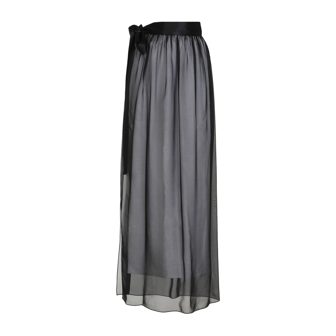 Dolce & Gabbana Belted Midi Chiffon Skirt In Black