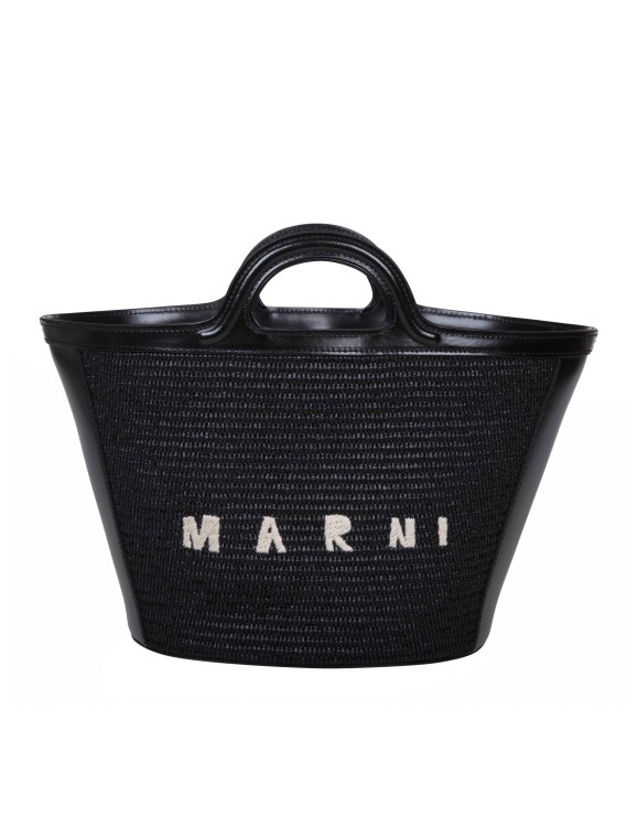 Shop Marni Tropicalia Small Black In Raffia And Leather