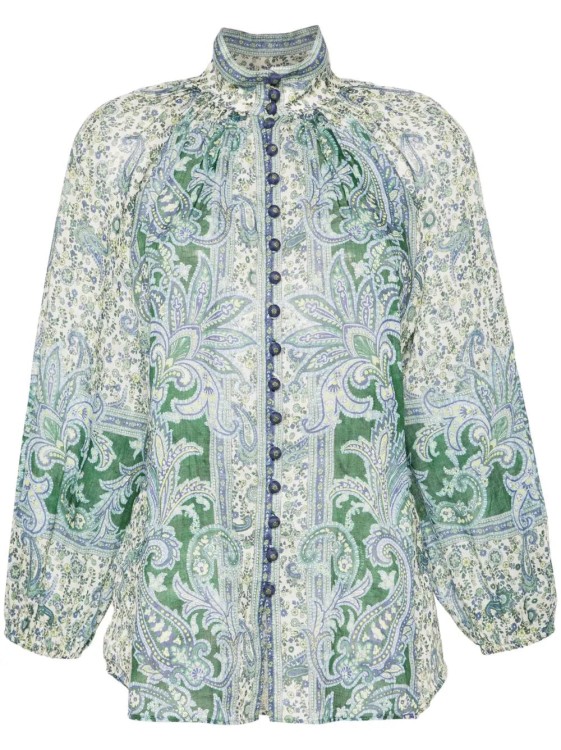 Shop Zimmermann Ottie Paisley-print Blouse In Green