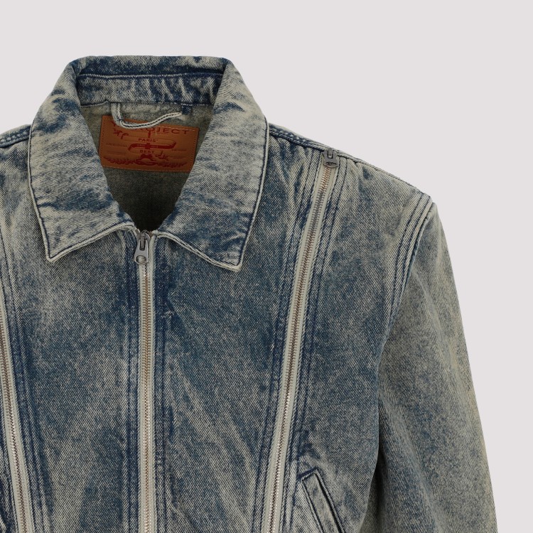 Shop Y/project Vintage Beige Tudor Zip Denim Jacket In Blue