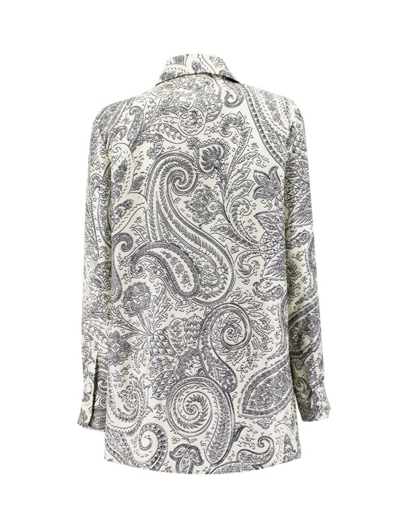 Shop Etro All Over Paisley Print Silk Blouse In Grey