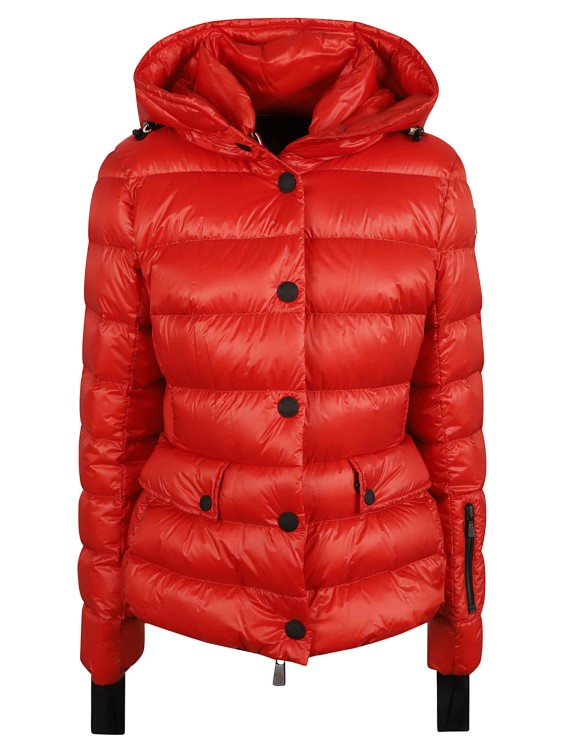 Shop Moncler Red High-shine Finish Feather Down Jackets