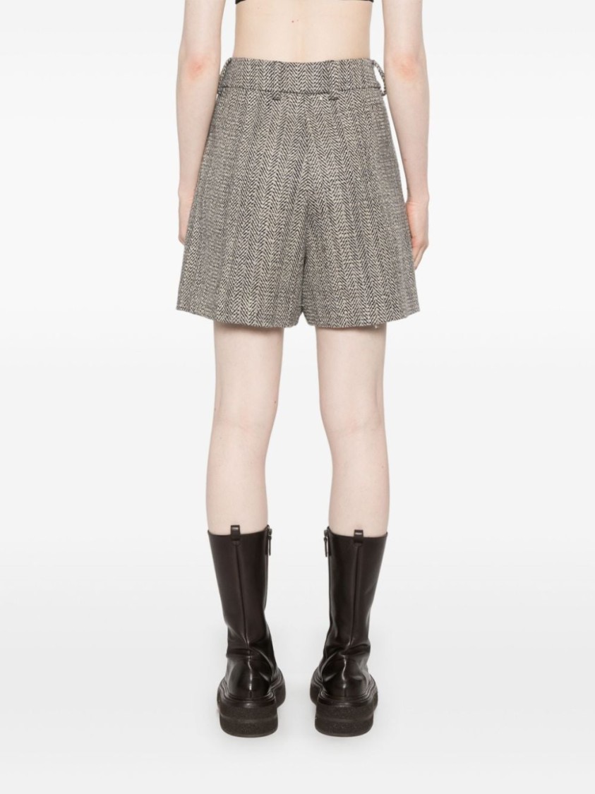 Golden Goose Herringbone Print Wool Shorts In Gray