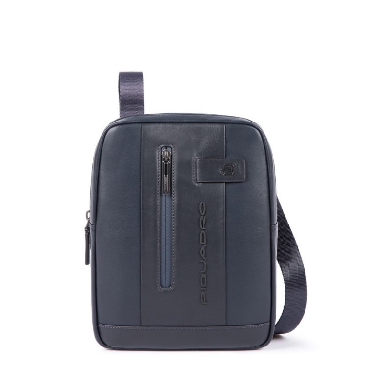 Shop Piquadro Blue Leather Shoulder Bag In Grey