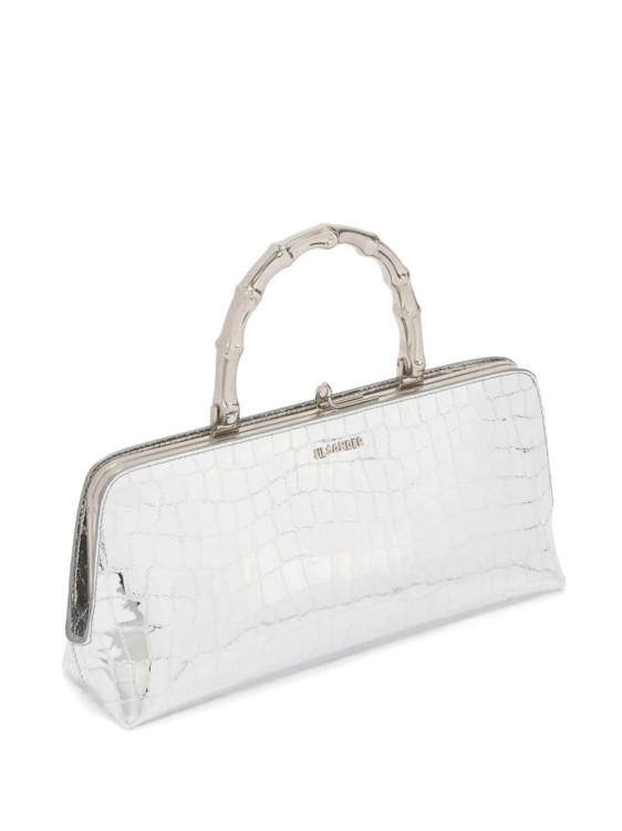 Shop Jil Sander Silver-tone Crocodile Effect Bag In White