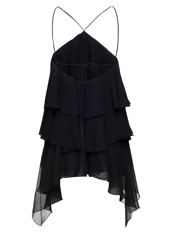 Shop Andamane Malena Georgette Playsuit With Ruffle Detailing In Black Silk