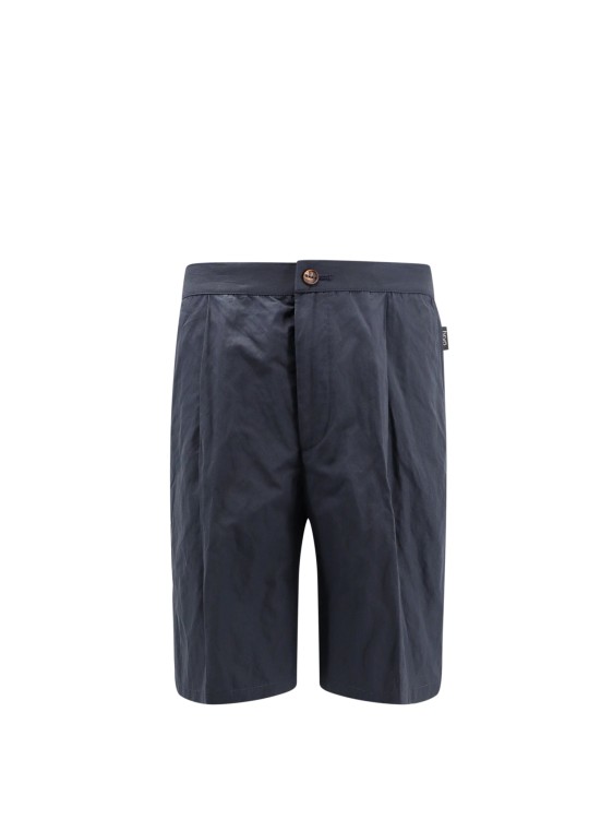 Shop Hevo Cotton And Metal Bermuda Shorts With Pinces In Blue