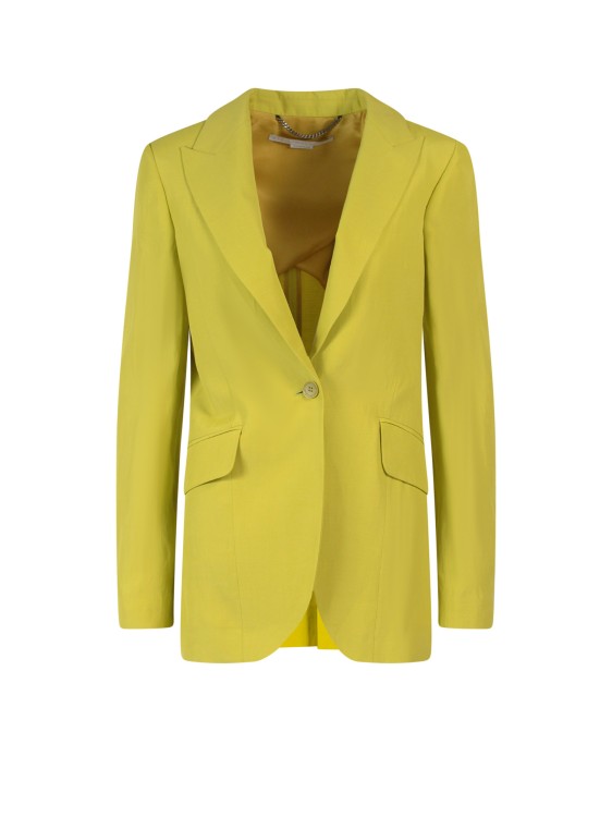 Shop Stella Mccartney Sustainable Viscose Blazer With Shoulder Pads In Gold