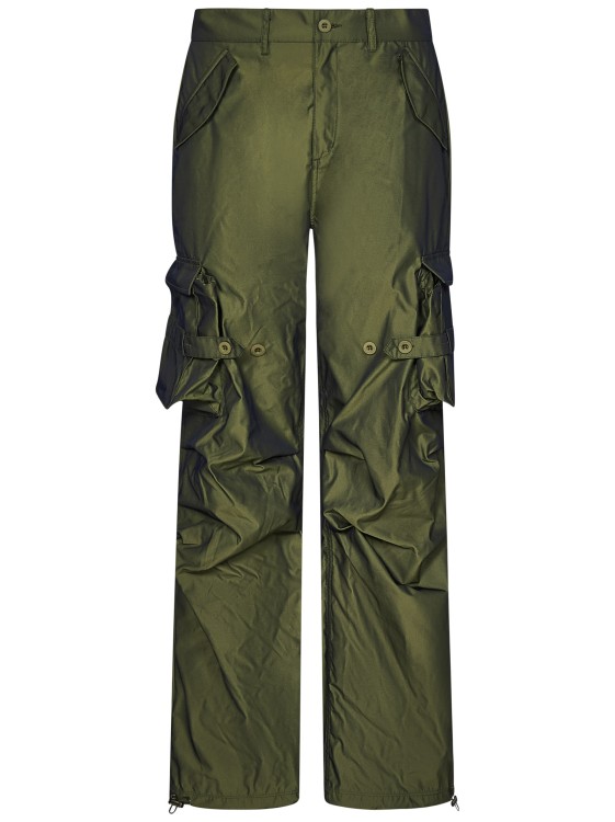 Shop Andersson Bell Khaki Green Satin Cargo Trousers