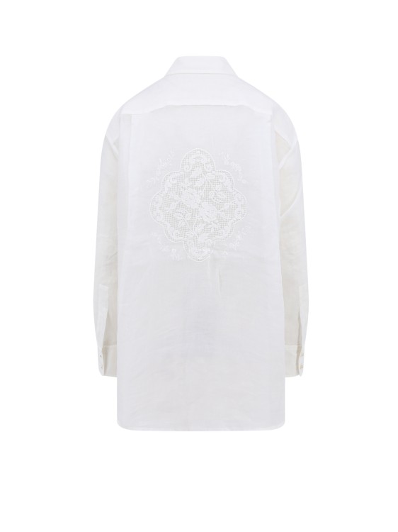 Shop Zimmermann Ramie Shirt With Back Embroidery In White