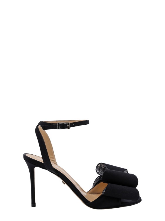 Shop Mach & Mach Satin Sandals With Rhinestones Detail In Black