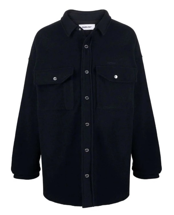 Shop Ambush Black Wool Shirt Jacket