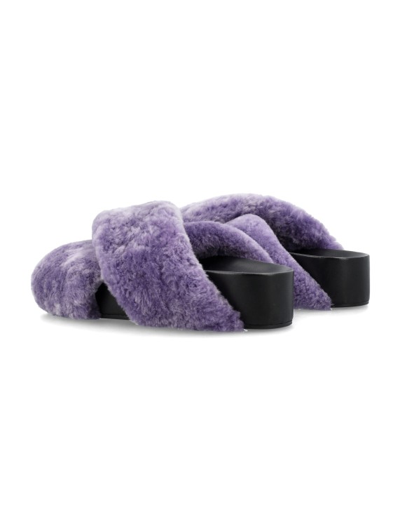 Shop Jil Sander Shearling Slides In Purple