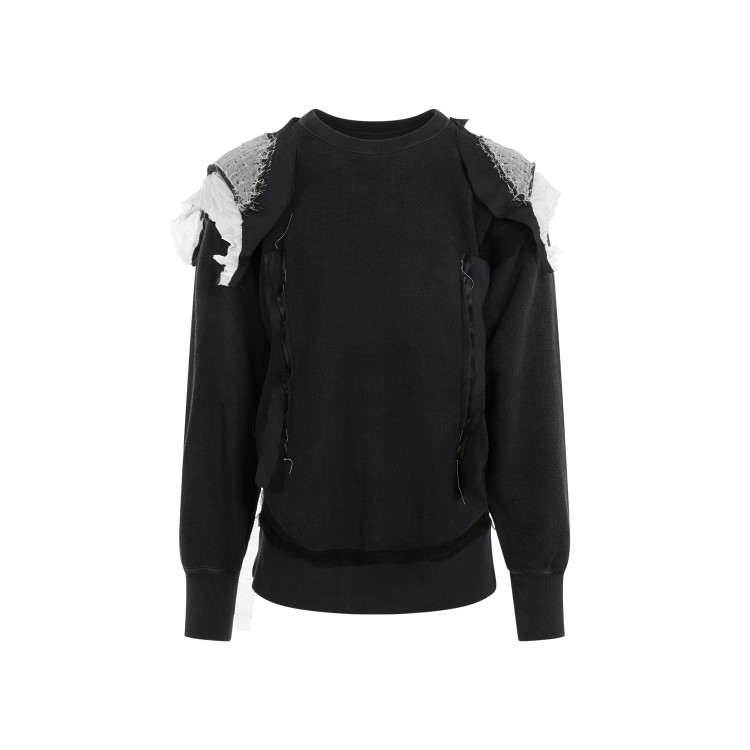 Maison Margiela Charcoal Grey Cotton Sweatshirt In Black