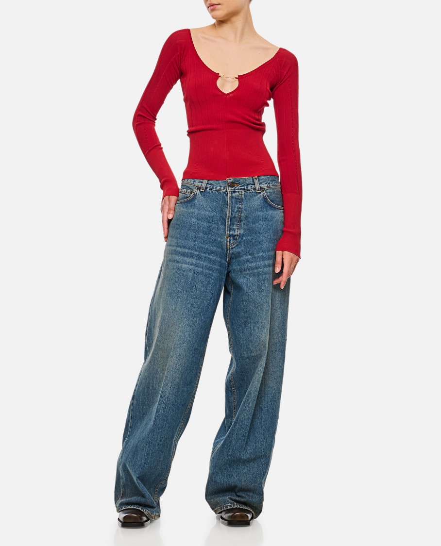 Haikure Bethany Oil Blue Denim Pants In Green