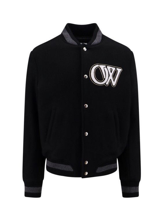 Shop Off-white Varsity Wool Bomber With Iconic Embroidery In Black